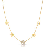 Stationary Diamond Wild Flower Necklace, 14k Yellow Gold- URBAETIS Fine Jewelry
