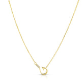 Dainty Fishing Hook Diamond Necklace, 14k yellow gold - URBAETIS Fine Jewelry