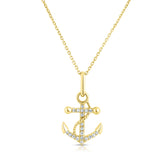 Dainty Diamond Anchor Necklace, 14k yellow gold - URBAETIS Fine Jewelry