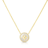 Mother Of Pearl Diamond Star Necklace, 14K Yellow Gold- URBAETIS Fine Jewelry