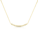 Tiny Bezel Set Diamond Curved Bar Necklace, 14K Yellow Gold- URBAETIS Fine Jewelry