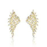 Diamond Feather Earrings, 14K Yellow Gold- URBAETIS Fine Jewelry