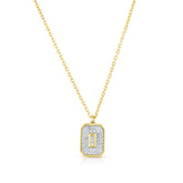 Baguette Diamond Shield Necklace, 14k Yellow Gold- URBAETIS Fine Jewelry