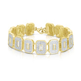 Pave' and Baguette Diamond Shield Statement Bracelet, 14K Yellow Gold- URBAETIS Fine Jewelry