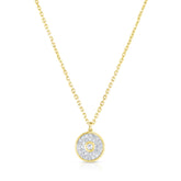 Pave' and Round Diamond Necklace, 14K Yellow Gold- URBAETIS Fine Jewelry