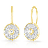 Pave and Round Diamond Earrings, 14K Yellow Gold- URBAETIS Fine Jewelry
