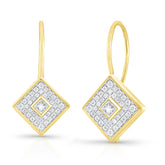 Pave' and Princess Diamond Earrings, 14K Yellow Gold - URBAETIS Fine Jewelry