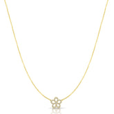 Diamond Flower Necklace, 14K Yellow Gold- URBAETIS Fine Jewelry