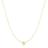 Petite Gold and Diamond Flower Necklace, 14k Yellow Gold- URBAETIS Fine Jewelry