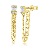 Emerald Illusion Curb Chain Studs, 14K Yellow Gold- URBAETIS Fine Jewelry