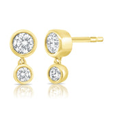 Diamond Bezel Dangle Studs, 14K Yellow Gold- URBAETIS Fine Jewelry