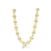 Double Stud with Diamond Bezel Chain, 14K Yellow Gold- URBAETIS Fine Jewelry