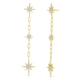 Diamond Star Drop Statement Earrings , 14K Yellow Gold- URBAETIS Fine Jewelry