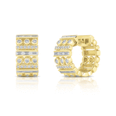 Mixed Setting Diamond Huggies, 14k yellow gold - URBAETIS Fine Jewelry