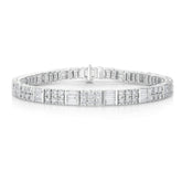 Round and Baguette Diamond Tennis Bracelet, 14k white gold - URBAETIS Fine Jewelry
