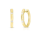 Gold and Diamond Pyramid Hoops, 14k yellow gold - URBAETIS Fine Jewelry