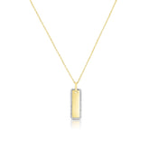 Elongated Diamond Border Dog Tag Necklace, 14k yellow gold - URBAETIS Fine Jewelry
