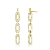 Delicate Diamond Long Link Chain Earrings, 14k yellow gold - URBAETIS Fine Jewelry