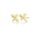 Gold Hydrangea Earrings, 14k yellow gold - URBAETIS Fine Jewelry