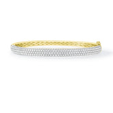 Puffed Pavé Diamond Bangle, 14k yellow gold - URBAETIS Fine Jewelry
