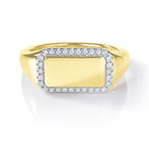 Rectangle Diamond Border Signet Ring
