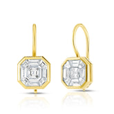 Asscher Diamond Illusion Bezel Set Drop Earrings, 14k yellow gold- URBAETIS Fine Jewelry