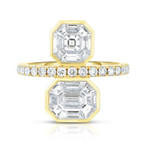 Asscher and Emerald Diamond Illusion Statement Ring, 14k yellow gold - URBAETIS Fine Jewelry