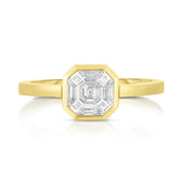 Asscher Diamond Illusion Bezel Set Ring, 14k yellow gold - URBAETIS Fine Jewelry