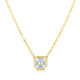 Asscher Diamond Illusion Necklace, 14k yellow gold - URBAETIS Fine Jewelry