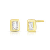 Bezel Set Baguette Studs, 14k yellow gold, 0.18 carats - URBAETIS Fine Jewelry