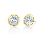 Bezel set lab diamond studs, 14k yellow gold - URBAETIS Fine Jewelry