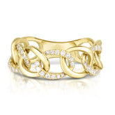 Gold and Diamond Chain Link Ring, 14k yellow gold, 0.28 carats, URBAETIS Fine Jewelry