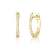 Dainty Diamond Huggie Hoops, 14k yellow gold, 0.08 carats - Urbaetis Fine Jewelry