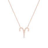 Diamond Aries Zodiac Necklace, 14k rose gold - Urbaetis Fine Jewelry