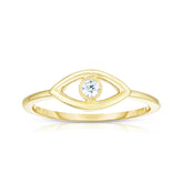 Single Diamond Evil Eye Ring, 14k yellow gold, 0.6 carats - Urbaetis Fine Jewelry