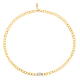 TriBeCa Emerald Diamond Cluster Curb Chain Necklace, 14k yellow gold - Urbaetis Fine Jewelry