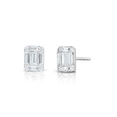 Emerald Diamond Cluster Stud Earrings, 14k white gold - Urbaetis Fine Jewelry