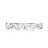 Illusion Pear Diamond 1/2 Eternity Ring, two round diamonds create the illusion of 7 pear diamonds, 14k white gold - Urbaetis Fine Jewelry