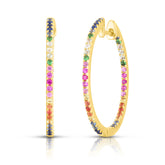 Rainbow Gemstone Hoops, 14k yellow gold - Urbaetis Fine Jewelry