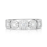 Mixed Square Shape and Round Diamond Cluster 1/2 Eternity Ring, 14k white gold - Urbaetis Fine Jewelry