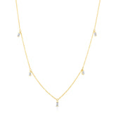 Baguette Diamond Drop Station Necklace, 14K Yellow Gold- URBAETIS Fine Jewelry