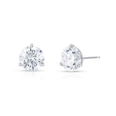 Natural Diamond Studs, 3 Prong Martini Setting, 14 white gold - URBAETIS Fine Jewelry