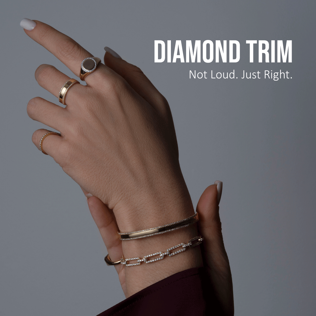 Diamond Border Signet Rings, Bangles, and Necklaces