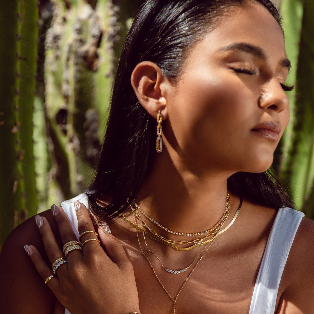 Domino Marquise Necklace, 14K Yellow Gold, 0.27 carats- URBAETIS Fine Jewelry