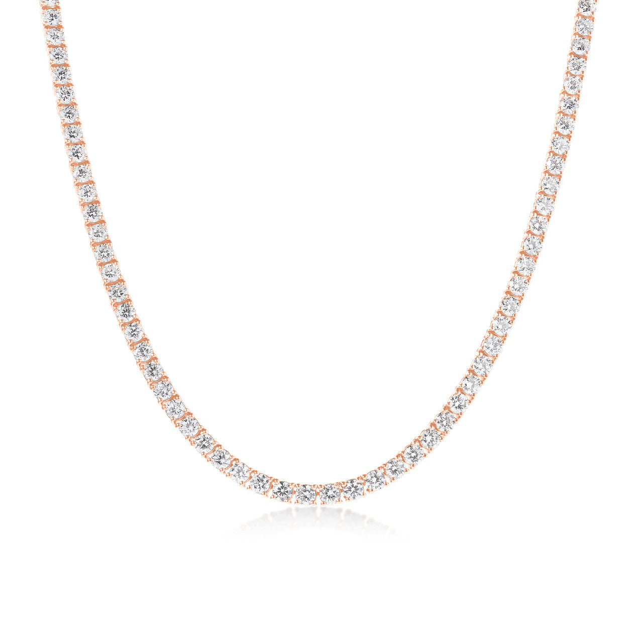 Natural Diamond Tennis Necklace, 14k rose gold - URBAETIS Fine Jewelry