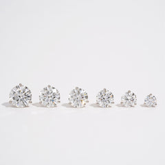 Lab Grown Diamond Studs, 3 Prong Martini Setting, 14k white gold - URBAETIS Fine Jewelry