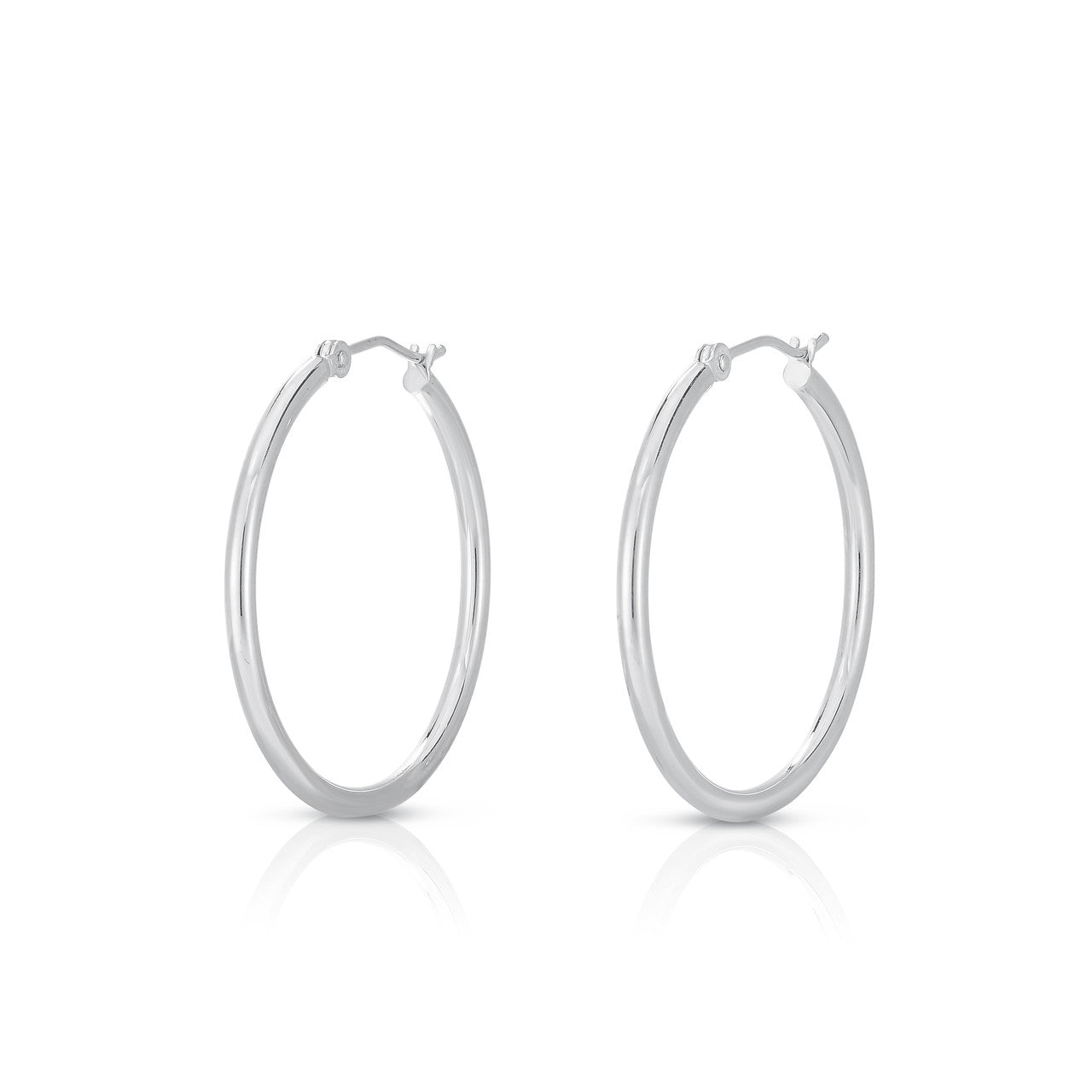 2mm Gold Tube Hoops, 14k white gold - URBAETIS Fine Jewelry