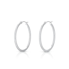 2mm Gold Tube Hoops, 14k white gold - URBAETIS Fine Jewelry