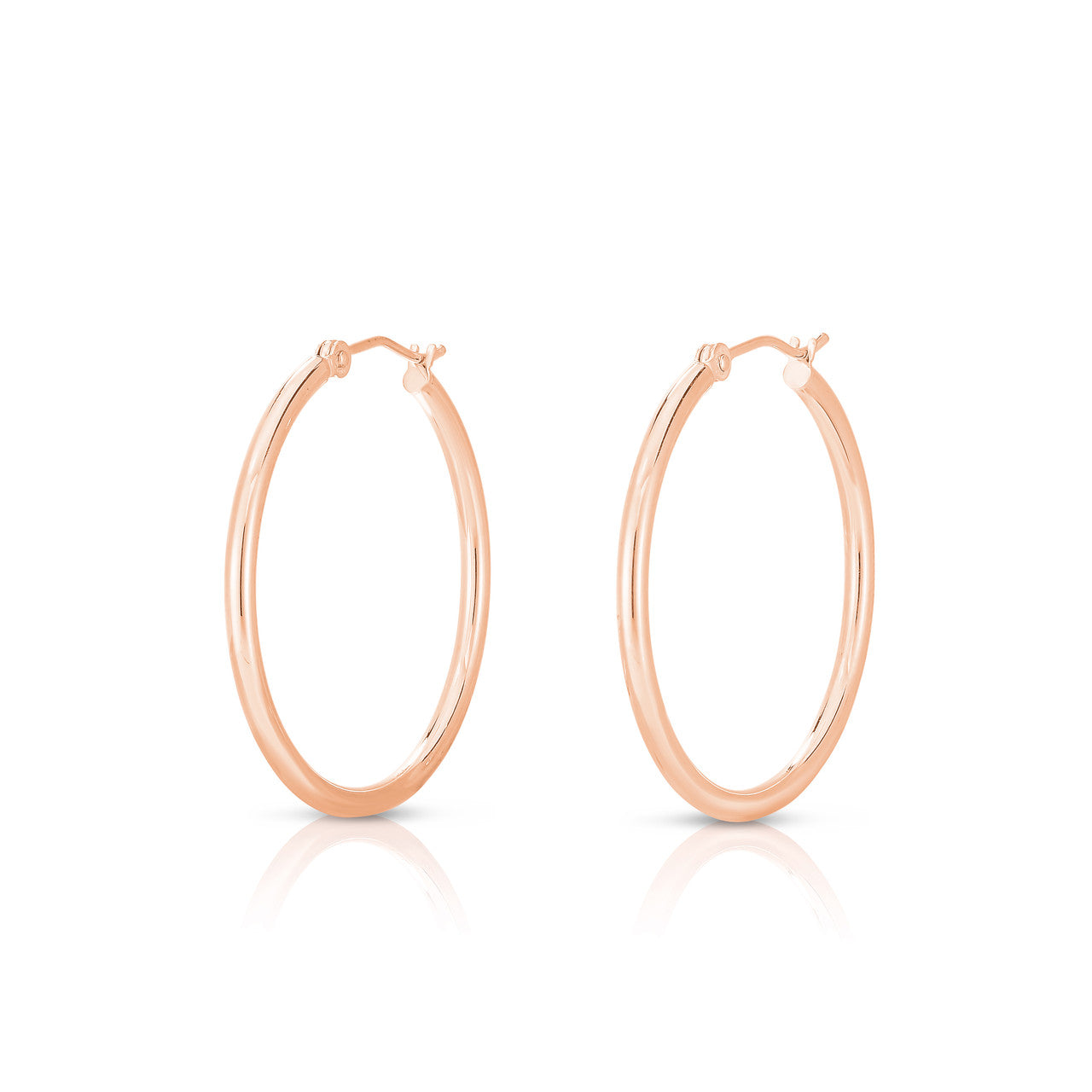 2mm Gold Tube Hoops, 14k rose gold - URBAETIS Fine Jewelry