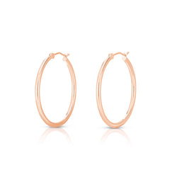 2mm Gold Tube Hoops, 14k rose gold - URBAETIS Fine Jewelry